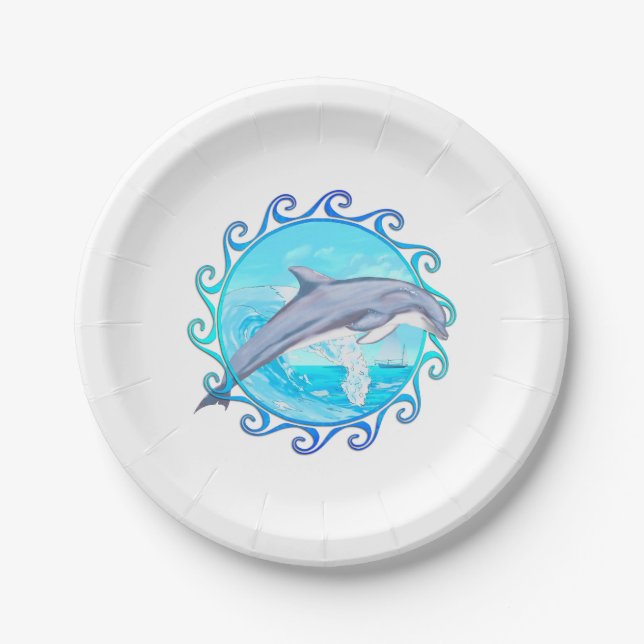 Dolphin Maori Sun Paper Plate (Front)