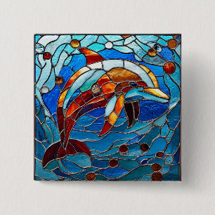 Dolphin Marine Animal Gift for Ocean Lovers 15 Cm Square Badge