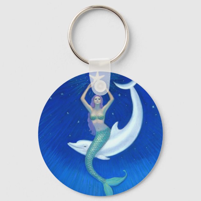 Dolphin Moon Mermaid Key Ring (Front)