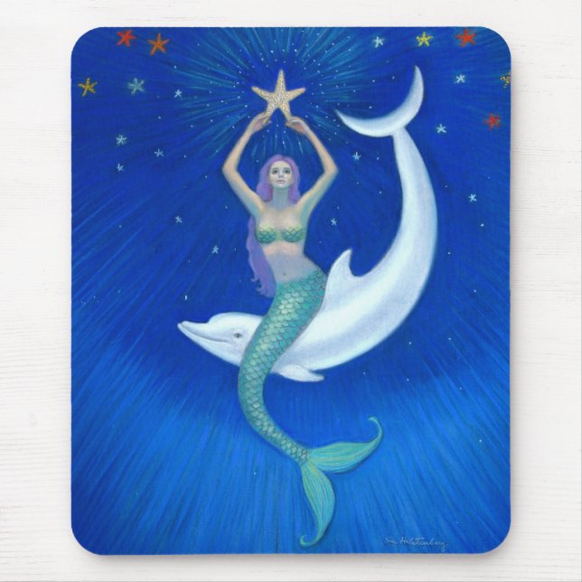 Dolphin Moon Mermaid Mouse Pad (Front)