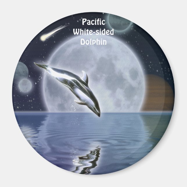 DOLPHIN, MOON & PLANETS Fantasy Art Magnet (Front)