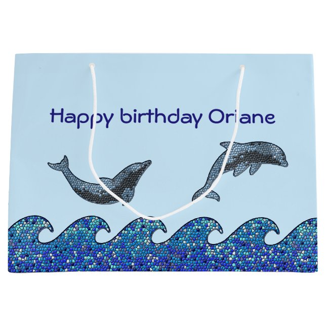 dolphin mosaic large gift bag (Front)