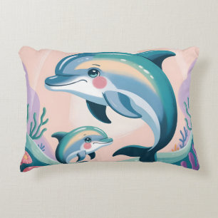Dolphin Mum and Baby Decorative Cushion