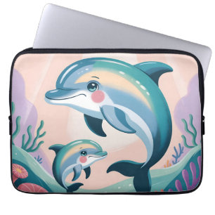 Dolphin Mum and Baby Laptop Sleeve