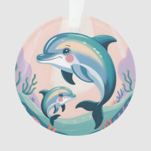 Dolphin Mum and Baby Ornament