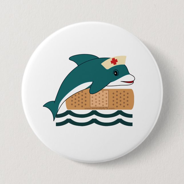 Dolphin Nurse 7.5 Cm Round Badge (Front)