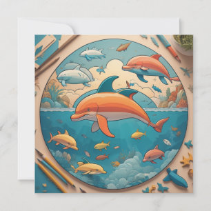Dolphin ocean card