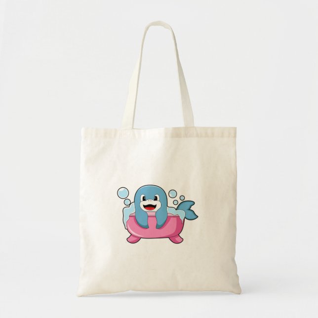 Dolphin on Bathtub Tote Bag (Front)