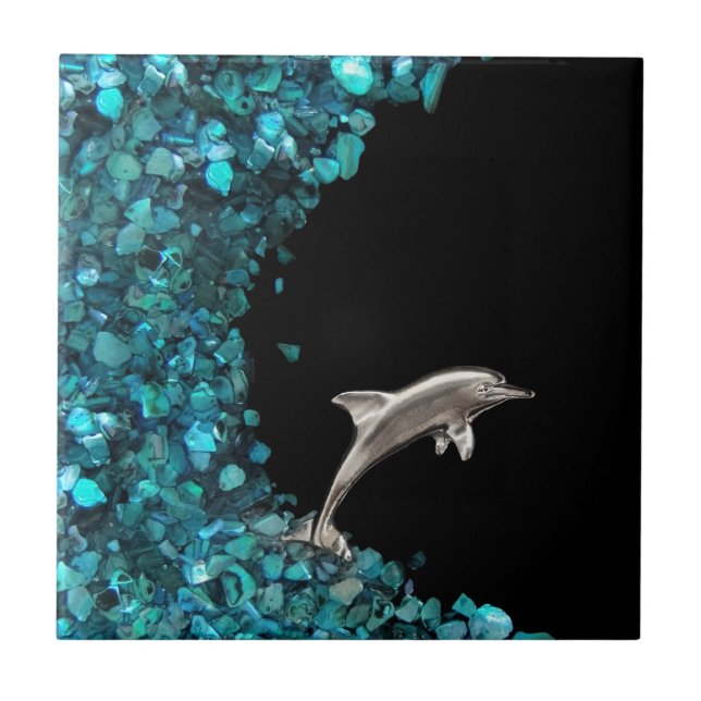 Dolphin On Blue Wave tile (Front)