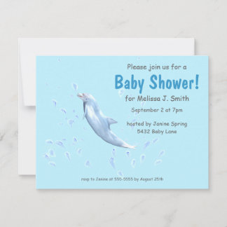 Dolphin on Light Blue - Baby Shower Invitation
