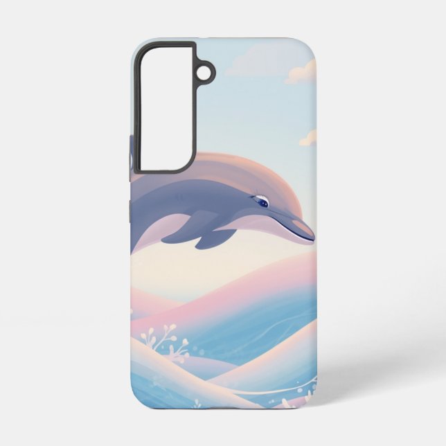  Dolphin Over Pastel Waves Samsung Case (Back)