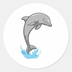 Dolphin over Water Classic Round Sticker