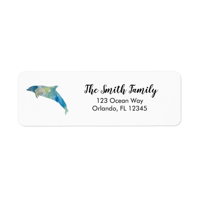 Dolphin Painting Coastal Return Address Label (Front)