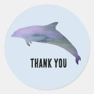 Dolphin Painting Ocean Party Thank You Stickers