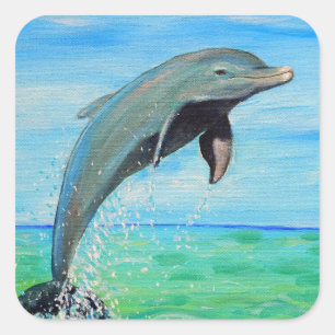 Dolphin Painting Square Sticker