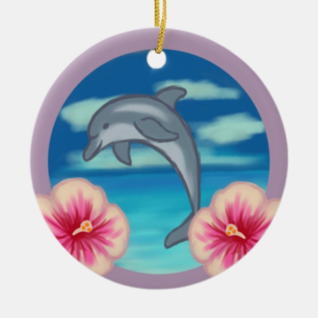 Dolphin Paradise Ceramic Ornament (Front)