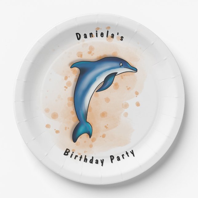 Dolphin Party Paper Plate (Front)