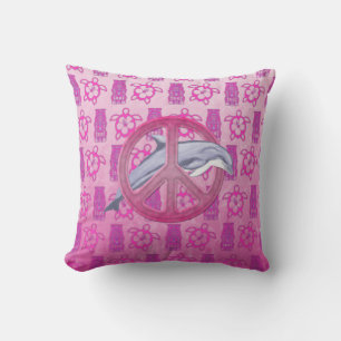 Dolphin Peace Pink Cushion