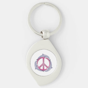 Dolphin Peace Pink Key Ring