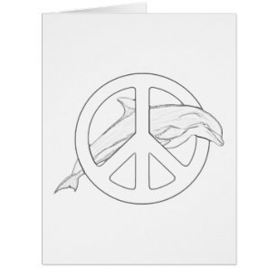 Dolphin Peace Sign Adult Colouring Big Card