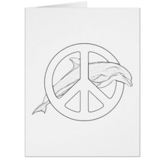 Dolphin Peace Sign Adult Colouring Big Card