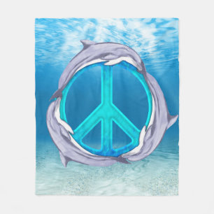 Dolphin Peace Symbol Fleece Blanket