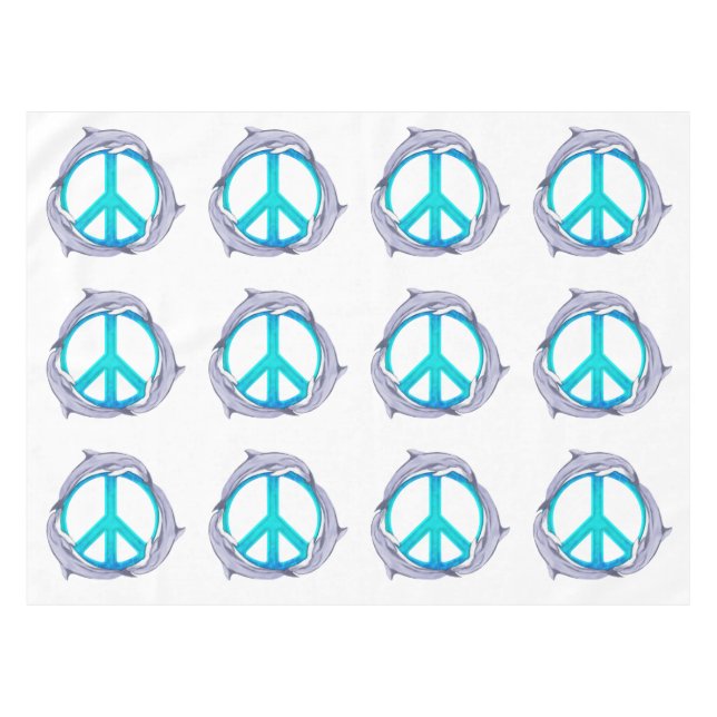 Dolphin Peace Tablecloth (Front (Horizontal))