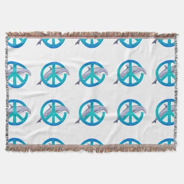 Dolphin Peace Throw Blanket (Front)