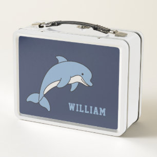 Dolphin Personalised Custom Name Back To School Metal Lunch Box