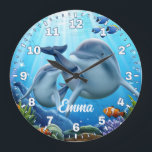 Dolphin Personalizable Wall Clock<br><div class="desc">A unique personalizable dolphin decorative wall clock. A great addition to any home. Also makes a great gift idea.</div>