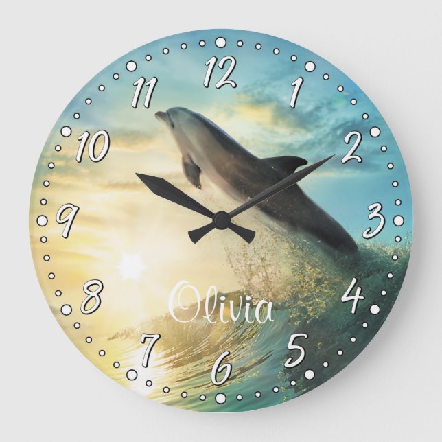 Dolphin Personalizable Wall Clock (Front)