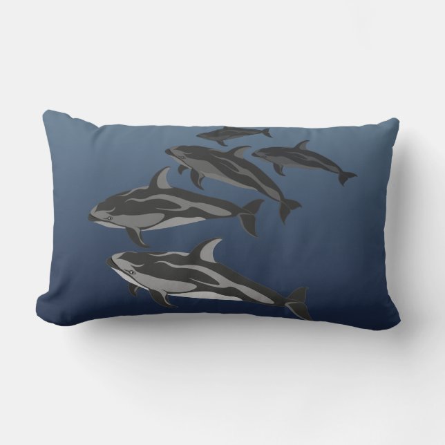 Dolphin Pillow White Sided Dolphin Throw Pillow (Front)
