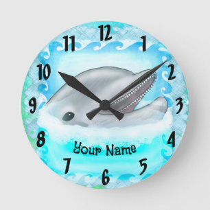 Dolphin Play Round Clock