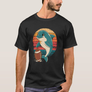 Dolphin Playing American Football retro vintage Do T-Shirt