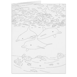 Dolphin Pod Adult Colouring Big Card