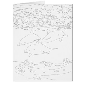Dolphin Pod Adult Colouring Big Card