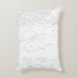 Dolphin Pod Adult Colouring Pillow