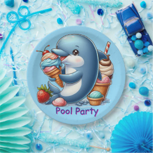 Dolphin Pool Party  Paper Plate