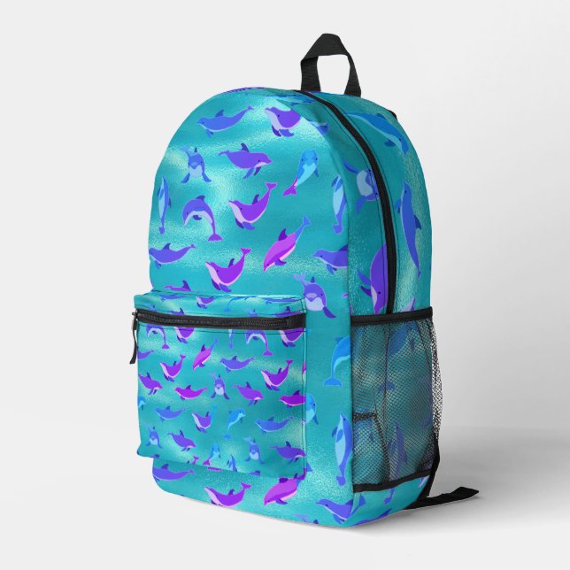 Dolphin Printed Backpack (Back Corner Right)