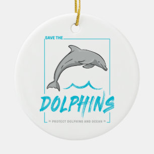 Dolphin Protect The Porpoise And Ocean Vintage Ceramic Ornament