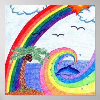 Dolphin Rainbow Poster