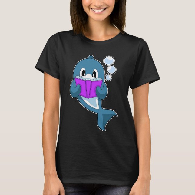 Dolphin Reading Book T-Shirt (Front)