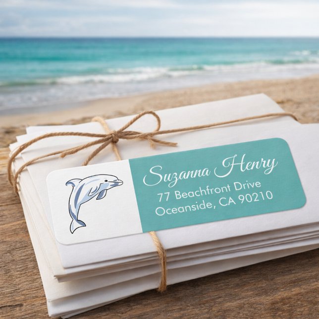 DOLPHIN Return address _elegant handwriting Label (Creator Uploaded)