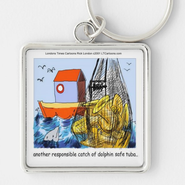 Dolphin-Safe Tuba Funny Key Ring (Front)
