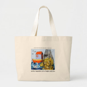 Dolphin-Safe Tuba Funny Large Tote Bag