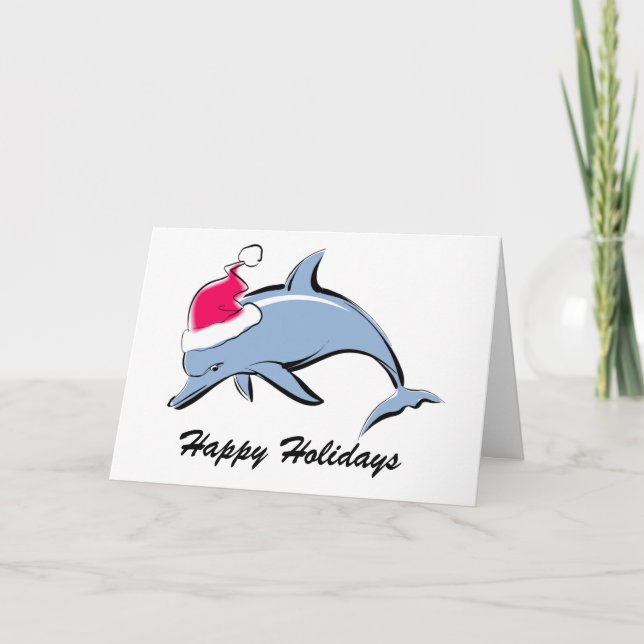 Dolphin Santa Christmas Card (Front)