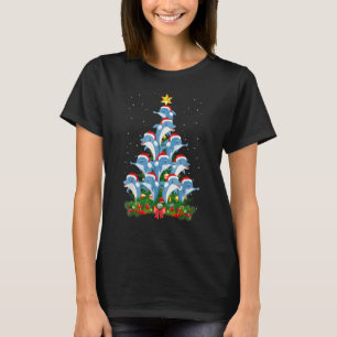 Dolphin Santa Hat Christmas Tree T-Shirt