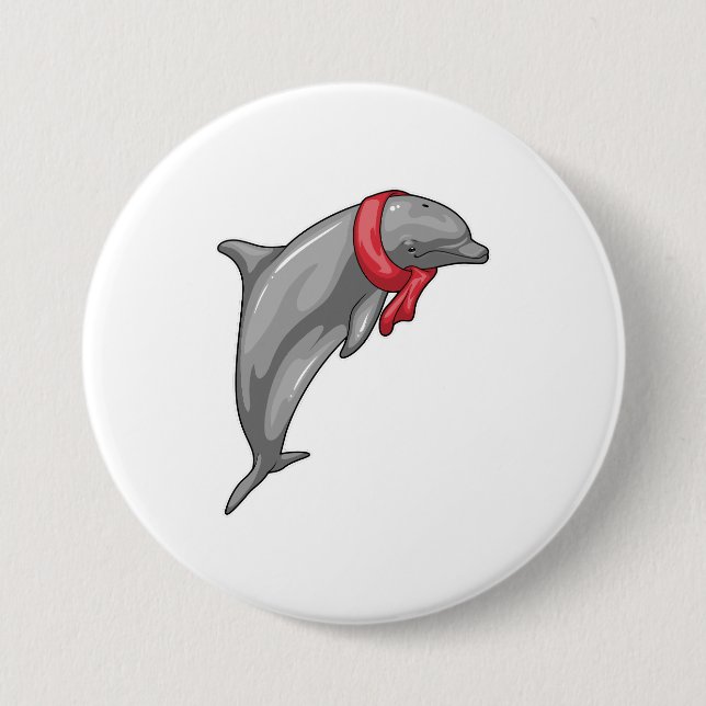 Dolphin Scarf 7.5 Cm Round Badge (Front)