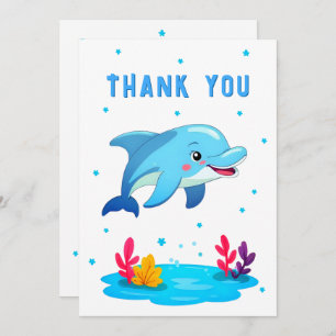Dolphin Sea Animals Birthday Photo  Thank You Card