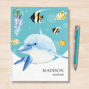 Dolphin Sea Life Marine Fish Personalised Name Notebook